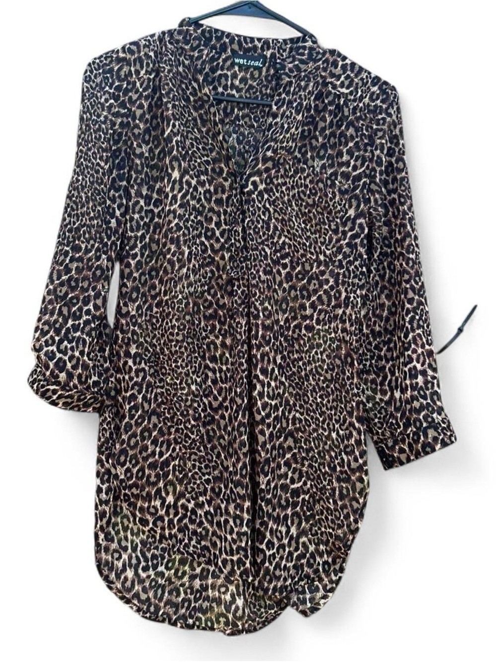 Wet Seal Leopard Print Tunic Blouse in Brown and Black
